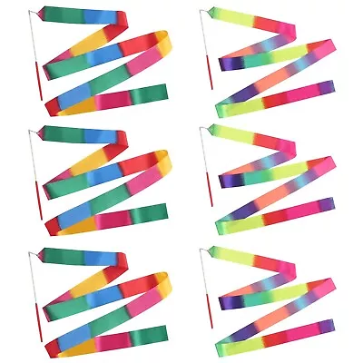 Vefungyan Gymnastics Rainbow Dance Ribbon Wand: 6pcs Rhythmic Gymnastics Stre... • $24.42