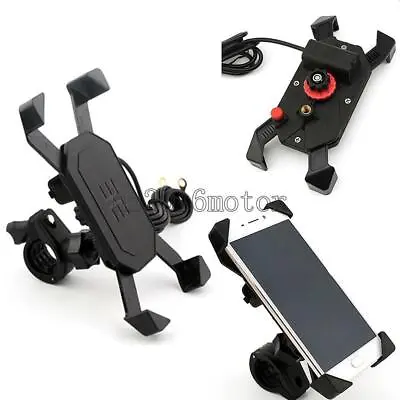 Motorcycle GPS Cell Phone Handlebar Mount Holder W/USB Charger For Smartphone • $16.77