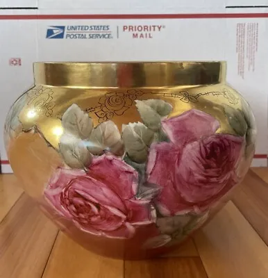 Antique B&C Limoges France Hand Painted Pink Roses Vase • $250