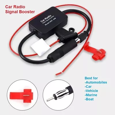 Car FM Signal Enhancer Radio Signal Booster With DIN Aerial Antenna Amplifier UK • £6.95