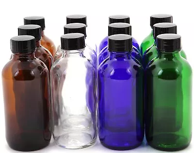 12 Assorted Colors 4 Oz Glass Bottles With Lids • $24.50