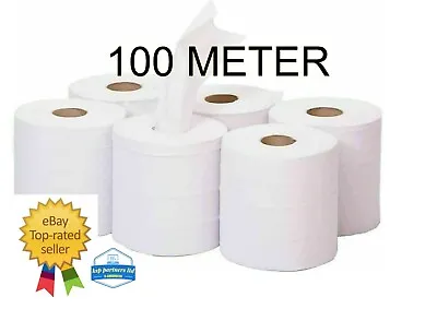 Blue Centre Feed Tissue Roll Embossed 2ply Hand Wipe Paper Towel Kitchen Rolls • £0.99