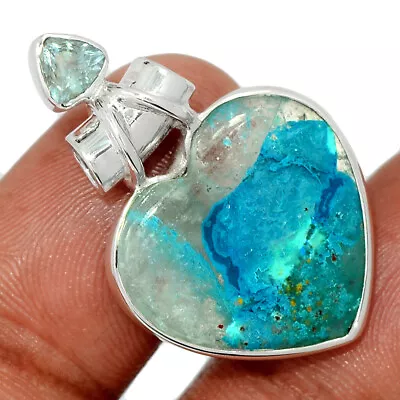 Heart - Natural Quantum Quattro - USA & Blue Topaz 925 Silver Pendant CP43722 • $12.99