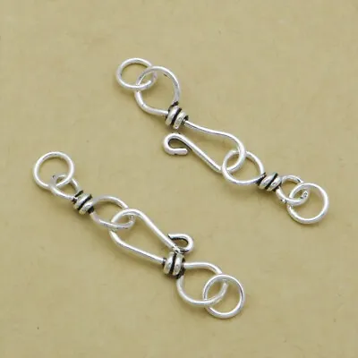 925 Sterling Silver Hook And Eye Clasp Connector Closed Jump Ring For Bracelet • £6.79
