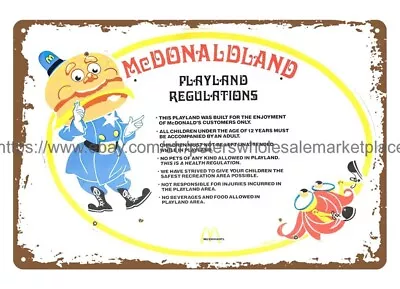 1980 MCDONALD LAND Playland Metal Tin Sign Plaque Home Kitchen Wall Art • $18.94