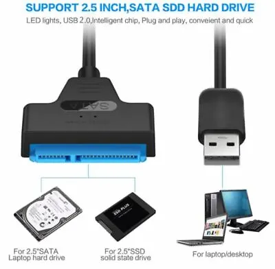 USB To SATA Cable 22pin Adapter 2.5  Converter Hard Disk Drive SDD 2.0 Connector • $7.55