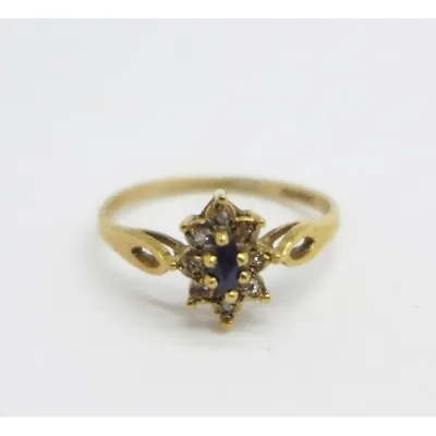 9ct Gold Sapphire And Diamond Cluster Ring. Size L/K • $152.93