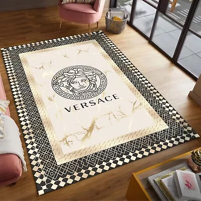 Geometric Versace Luxury Rug Marble Living Room Carpet Bedroom Gold Mat • $81.99