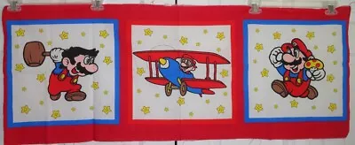 Vintage Nintendo Mario Fabric Panel  3 Pillow Square Valance • $5.25