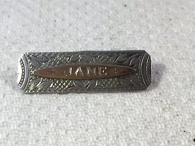 Antique Sterling Silver & Rose Gold Name Brooch 'JANE' Ward Bros Chester 1924-5 • £19.99