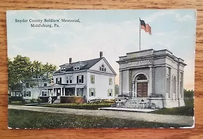 Ca 1915 Litho PC Snyder Co Soldier's Memorial Middleburg Snyder Co PA • $3.50