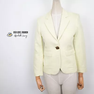 VANESSA BRUNO Women's One Metal Button Yellow Cotton Blazer Single Breasted XS-S • $49.99