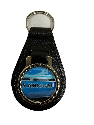 Black  Leather Keyring/ Fob Kawasaki Motorbikes Image • £6.40