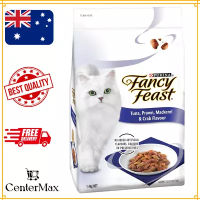 FANCY FEAST Adult Tuna Prawn Mackerel And Crab Flavor Dry Cat Food 1.4kg • $18.18