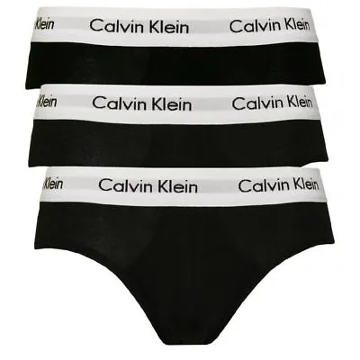 Calvin Klein U2661G-001 100% Authentic Mens Cotton HIP Briefs – 3 Pack Black  • £29.99