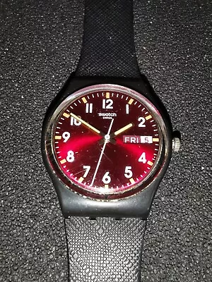 Unisex Swatch Sir Red 2014 SO28B704 Quartz Watch With Black Rubber Strap - 568 • £14.95