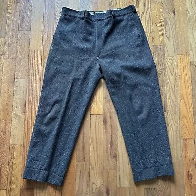 Vtg 70s Woolrich Gray Wool Herringbone Tweed Heavy Hunting Pants 42 USA 1433 • $50