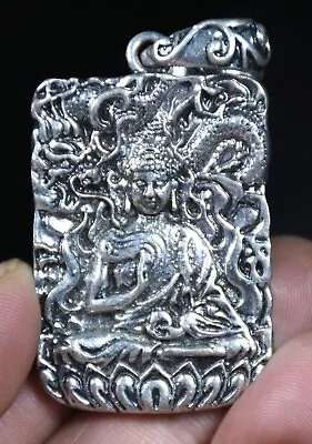 5.1CMRare Old China   Miao Silver   Feng Shui Buddhism Buddha Pendant Necklace • $12