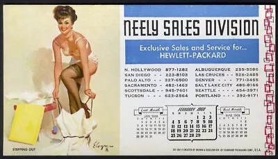 1966 Pretty WOMAN By Gil ELVGREN Calendar Blotter Getting Dressed STEPPING OUT • $9.95