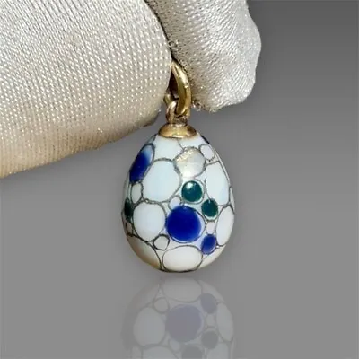 Antique FABERGE Easter Egg Pendant. Gold 56 Enamel. Russian Imperial 1898 • $2490