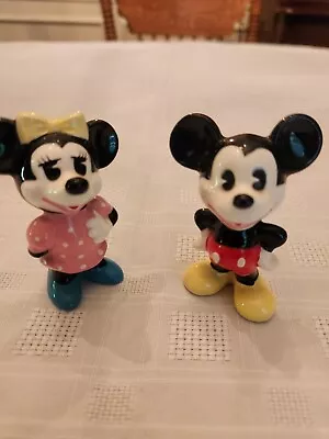 Rare Disney Mickey Mouse And Minnie Mouse Ceramic Figurine Set (Japan) NOS • $20