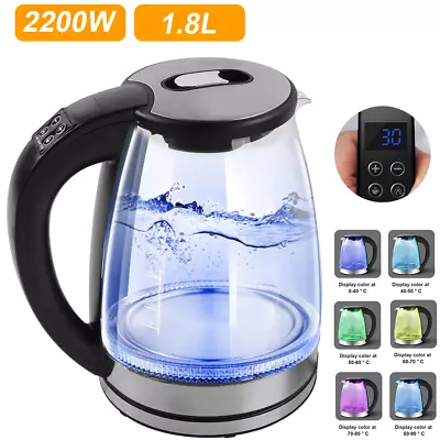 1.8L 2200W Electric Glass Kettle Jug Fast Boiling LCD Screen Colour Change Light • £19.49