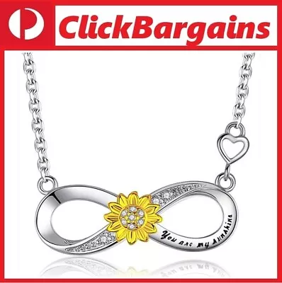 Plated Copper Infinity Romantic Love Crystal Pendant Necklace With Flower Petals • $7.75
