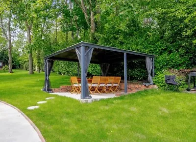 5M  X 3.6M Grey Aluminium Gazebo Marquee Canopy Pavilion With Zip Netting • £500