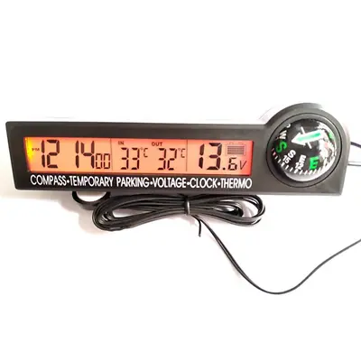 Car Digital Clock Thermometer Temperature Voltage Meter LCD Backlight Dash Mount • $19.70