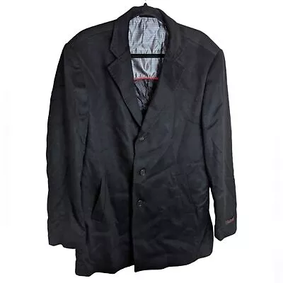 Pierre Cardin Men's Black 100% Cashmere Lined Coat Size 50 • $79.20