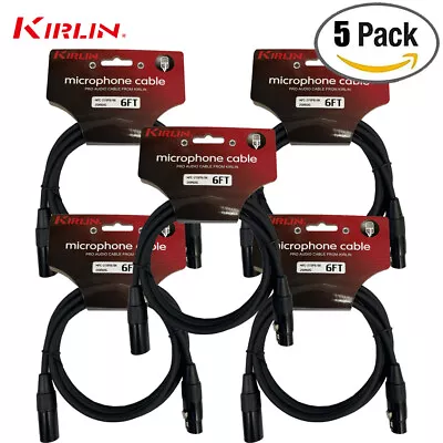 5-PACK Kirlin 6FT XLR Male/Female 20AWG Microphone Audio Cable Black NEW • $38.95