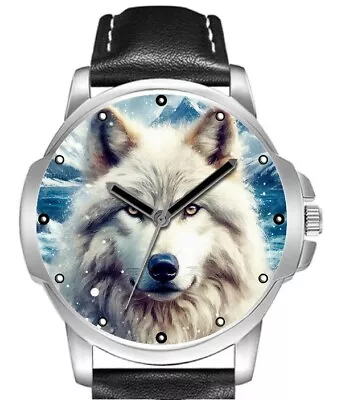 White Staring Wolf Unique Beautiful Art Stylish Rare Quality Wrist Watch NEW • $98.73