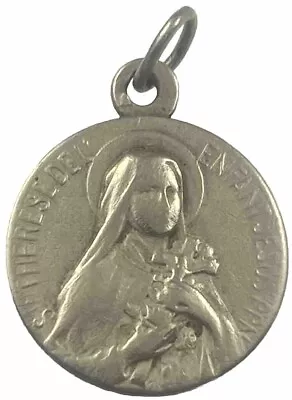 Vintage Catholic St Therese  Silver Tone Religious Medal • $11.99