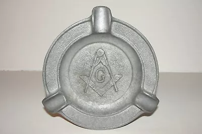 Vintage Freemason Cigar Ashtray Masonic Square & Compass Symbol Cast Aluminum • $34.99