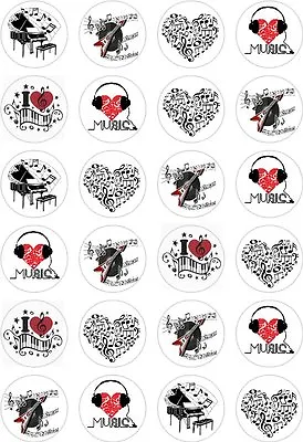 £2.79 • Buy 24 Love Music Notes Cupcake Cake Toppers Edible Rice Wafer Paper Decorations