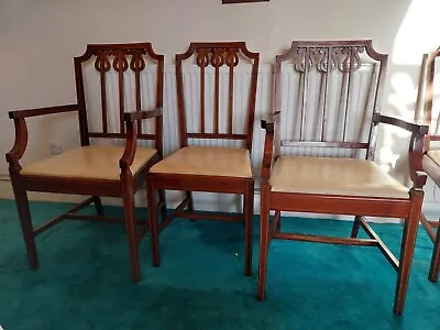 Antique Set Six Art Nouveau Mahogany Dining Chairs John Kay Toronto 2 Carvers • £250