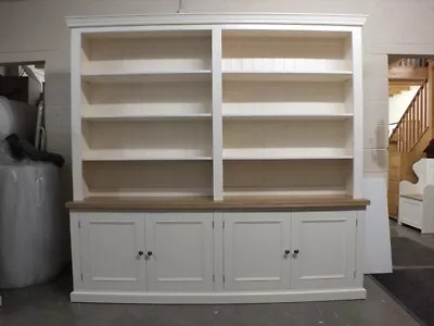 Rutland Painted 4 Door Open Top Library Unit Oak Top- F&B White Tie- Hand-Made- • £1575