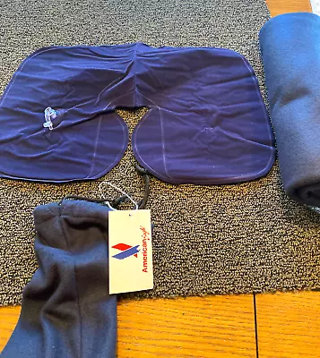 $19.99 • Buy AmericanEagle Airlines Navy Blanket 58” X 36” & Neck Support  NEW UNUSED