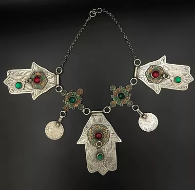 Moroccan Vintage Silver Necklace • $749