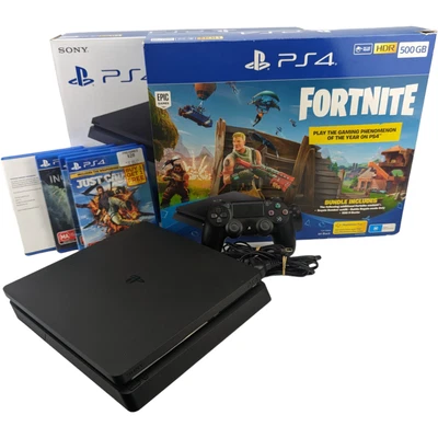 $339 • Buy Sony PlayStation 4 PS4 Console Slim 500GB Fortnite Edition Black Games Bundle