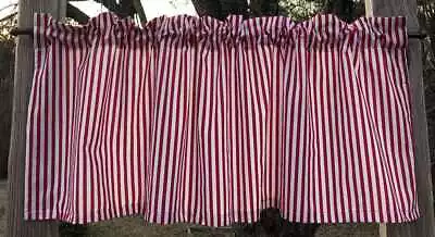 Red & White Stripe Valance RV Camper Farmhouse Kitchen Diner Window Curtain • $18.99