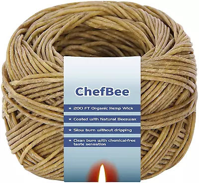$11.27 • Buy CHEFBEE 200FT Hemp Wick 100% Organic Spool Hemp Wick With Natural Beeswax Fo... 