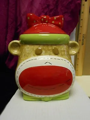 Girl Sock Monkey Cookie Jar By Real Home Earthenware 9  Tall • $14.95