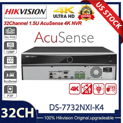 Hikvision AcuSense 32Channel 4K NVR DS-7732NXI-K4 4 SATA Face Recognition NO POE • $373.24