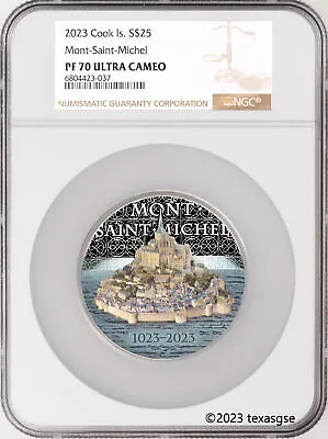 2023 Cook Islands Silver $25 5oz Mont-Saint-Michel PF70 NGC Ultra Cameo • $280