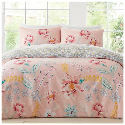 PRINTED DUVET COVER Reversible Bedding Set Quilt Covers Single Double King Size • £14.49