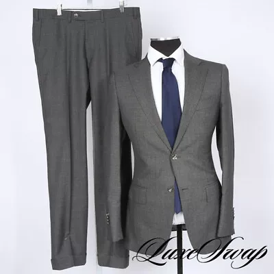 Suitsupply VBC Wool Solid Mid Grey Speckled Lazio Int Fit 2B 2V FF Suit 38 L NR • $9.99