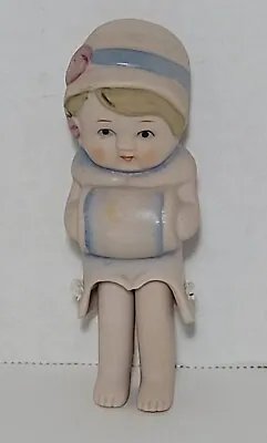 Vintage Shackman Bisque Frozen Charlotte Doll Movable Legs Muff Blonde Hair • $26.95