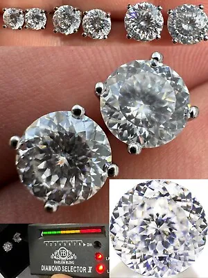 Mens Ladies Real Portuguese Cut Moissanite Stud Earrings 925 Silver 1-4ct VVS D • $57.11