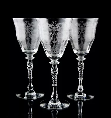 Tiffin Byzantine Clear Water Goblet Glasses Set Of 3 Elegant Vintage Crystal • $89.95